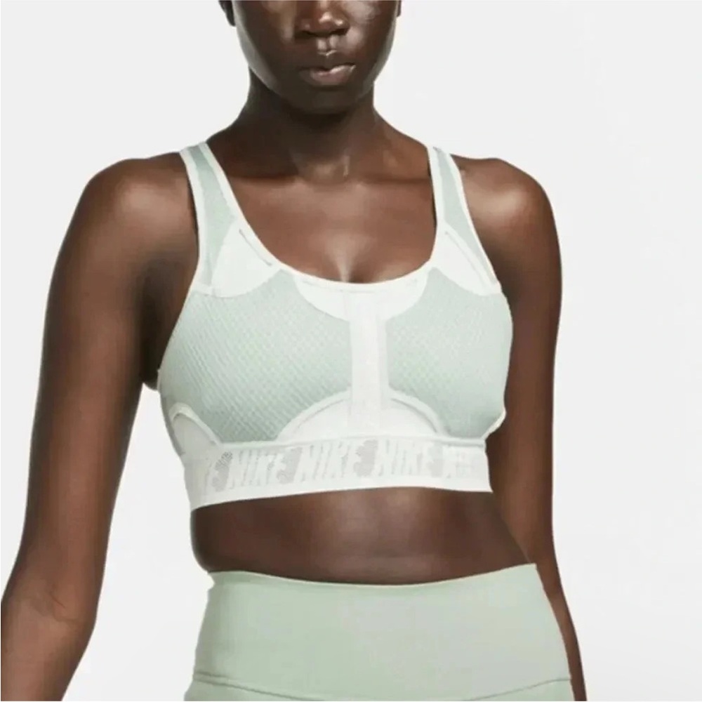 Nike Light Green and White Sports Bra